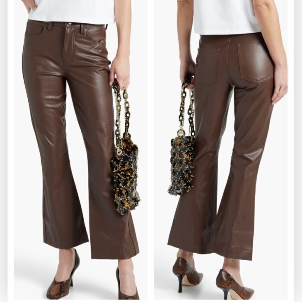 Veronica Beard Carson High rise wide leg faux leather pant 23 $298